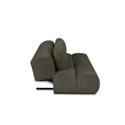Canapé droit convertible PIO 3 places tissu bouclette vert kaki
