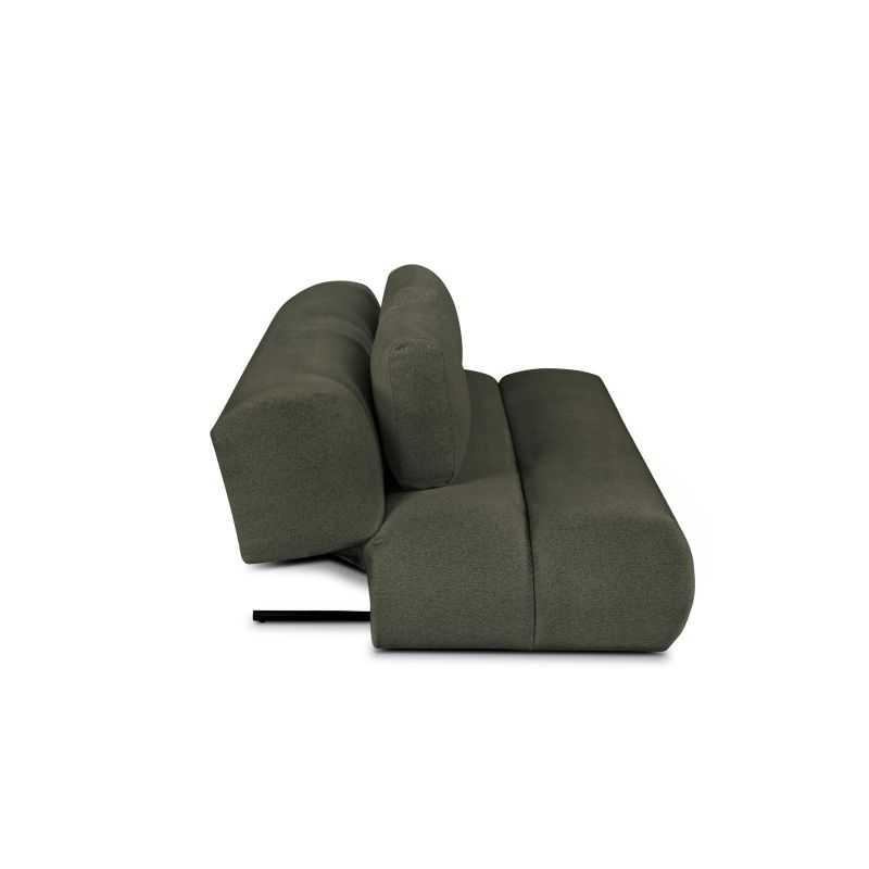 Canapé droit convertible PIO 3 places tissu bouclette vert kaki