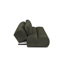 Canapé droit convertible PIO 3 places tissu bouclette vert kaki