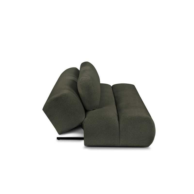 Canapé droit convertible PIO 3 places tissu bouclette vert kaki