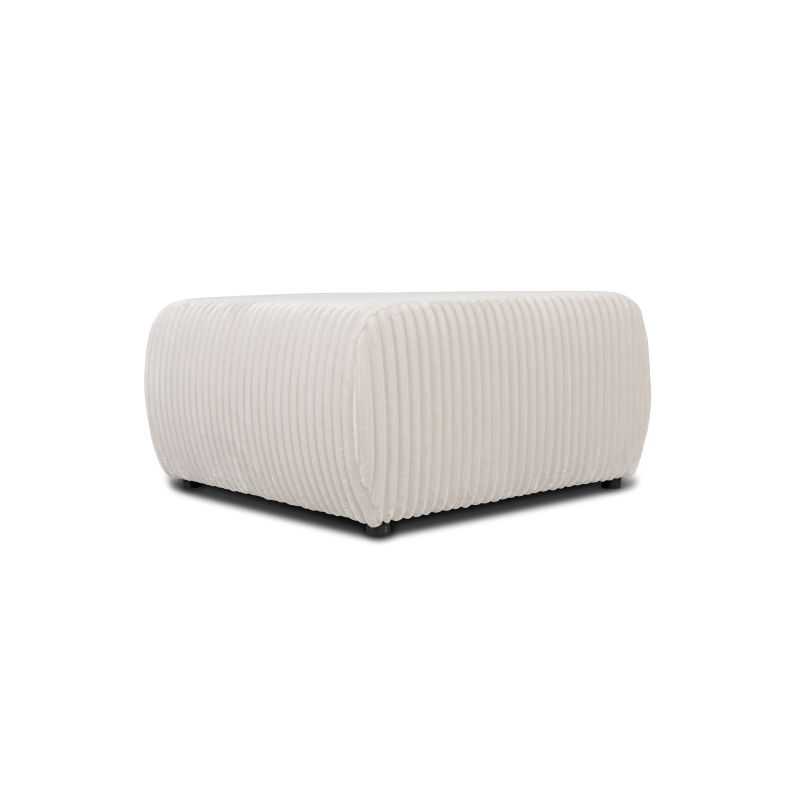 Pouf GLORIA fixe velours côtelé écru