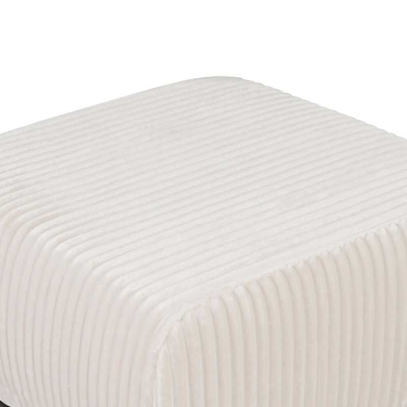 Pouf GLORIA fixe velours côtelé écru