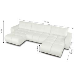 Canapé panoramique convertible SORELLA 6 places tissu chenille écru