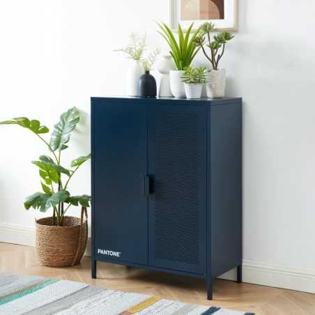 Buffet PANTONE métal bleu 2 portes 75cm