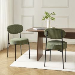 Lot de 2 chaises TEINA velours cotele vert