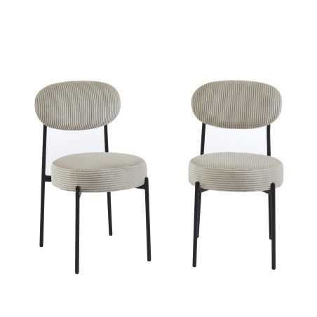 Lot de 2 chaises TEINA velours cotele taupe