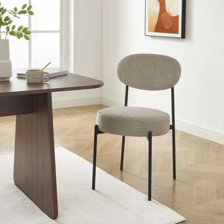 Lot de 2 chaises TEINA velours cotele taupe