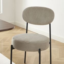 Lot de 2 chaises TEINA velours cotele taupe