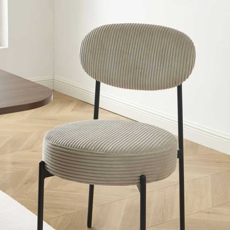 Lot de 2 chaises TEINA velours cotele taupe