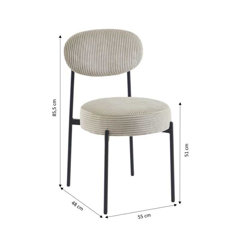 Lot de 2 chaises TEINA velours cotele taupe