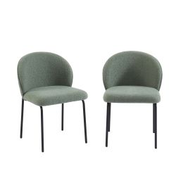 Lot de 2 chaises ZANA tissu bouclette vert