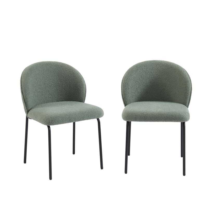Lot de 2 chaises ZANA tissu bouclette vert
