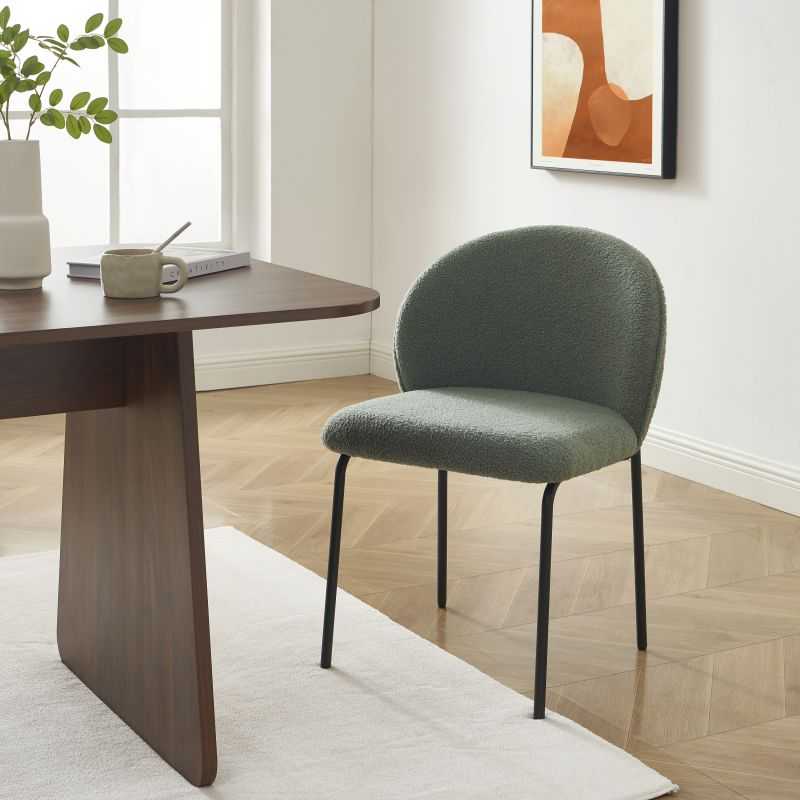 Lot de 2 chaises ZANA tissu bouclette vert
