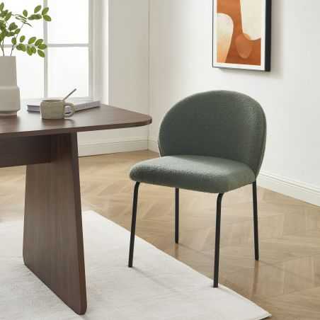 Lot de 2 chaises ZANA tissu bouclette vert