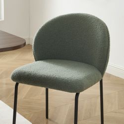 Lot de 2 chaises ZANA tissu bouclette vert