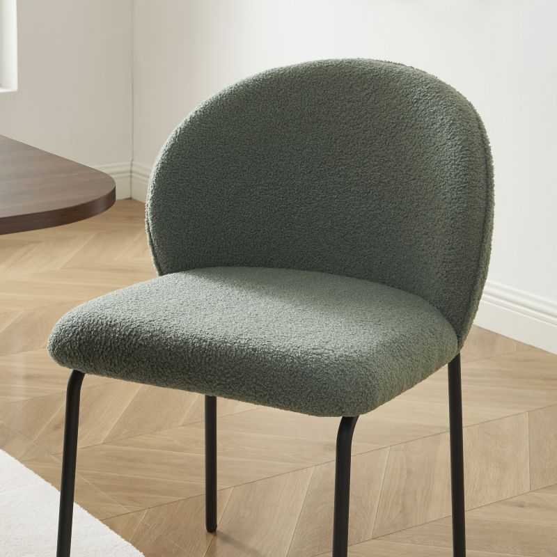 Lot de 2 chaises ZANA tissu bouclette vert