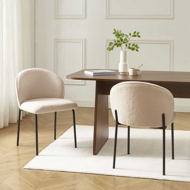 Lot de 2 chaises ZANA tissu bouclette taupe