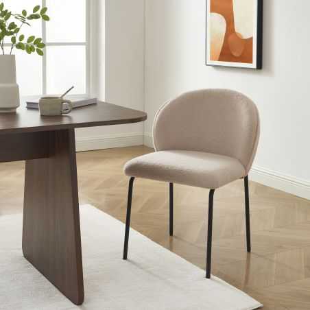 Lot de 2 chaises ZANA tissu bouclette taupe