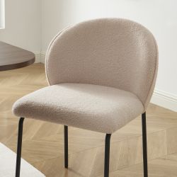 Lot de 2 chaises ZANA tissu bouclette taupe