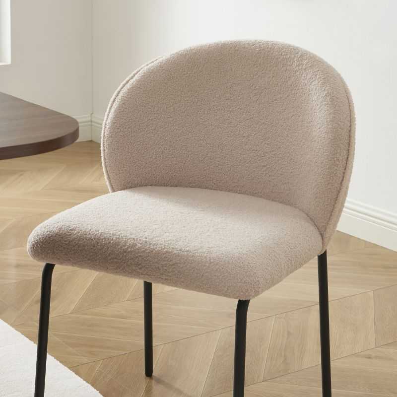 Lot de 2 chaises ZANA tissu bouclette taupe