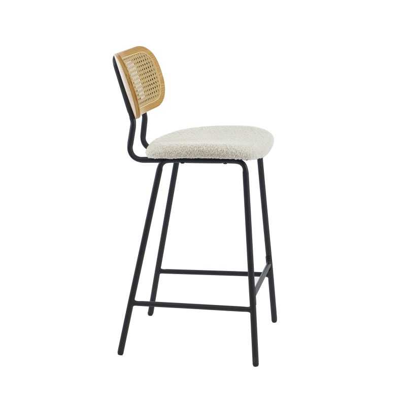 Lot de 2 TINA tabourets tissu bouclette crème
