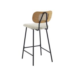 Lot de 2 TINA tabourets tissu bouclette crème
