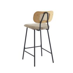 Lot de 2 TINA tabourets tissu bouclette taupe