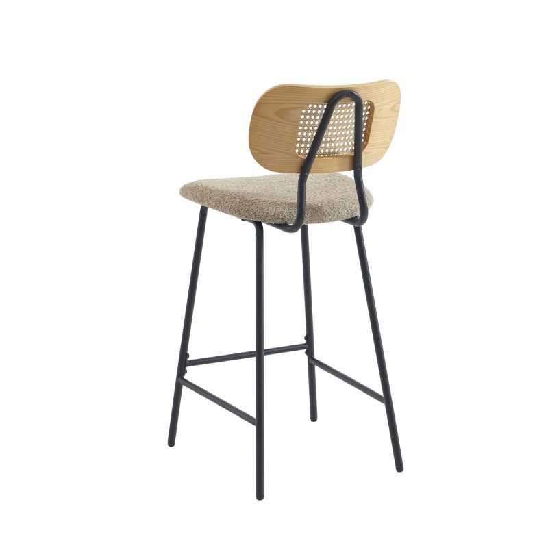 Lot de 2 TINA tabourets tissu bouclette taupe