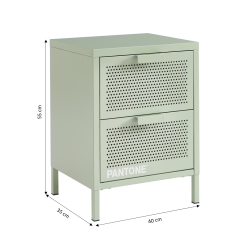Table de chevet PANTONE métal vert amande double tiroirs 40cm
