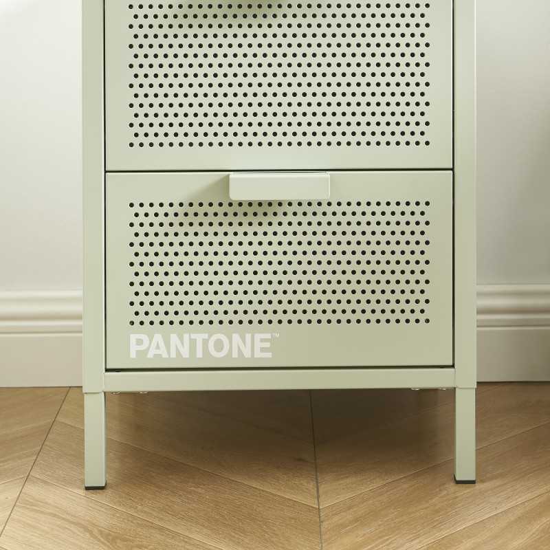 Table de chevet PANTONE métal vert amande double tiroirs 40cm