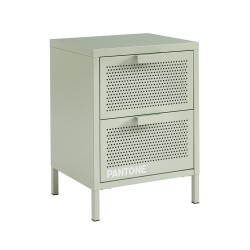Table de chevet PANTONE métal vert amande double tiroirs 40cm