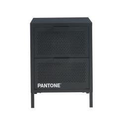 Table de chevet PANTONE métal gris anthracite double tiroirs 40cm