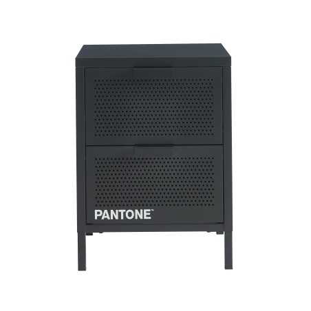 Table de chevet PANTONE métal gris anthracite double tiroirs 40cm