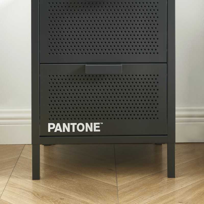 Table de chevet PANTONE métal gris anthracite double tiroirs 40cm