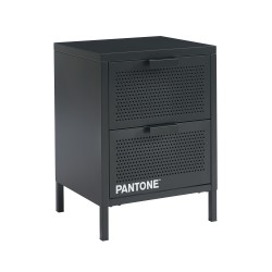 Table de chevet PANTONE métal gris anthracite double tiroirs 40cm