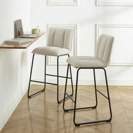 Lot de 2 tabourets ISOLA tissu crème h75cm