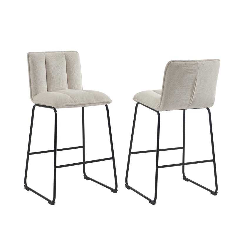 Lot de 2 tabourets ISOLA tissu crème h75cm