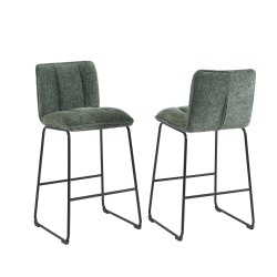 Lot de 2 tabourets ISOLA tissu vert pied h75cm