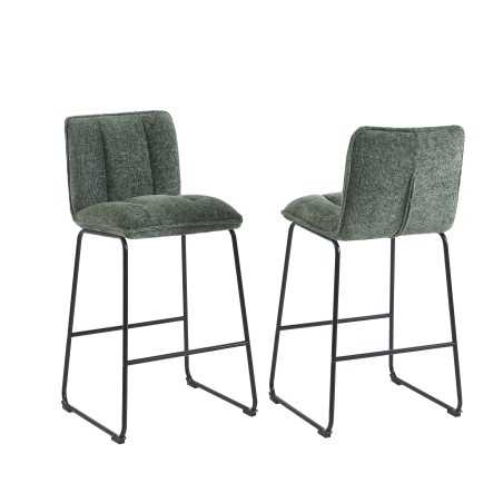 Lot de 2 tabourets ISOLA tissu vert pied h75cm