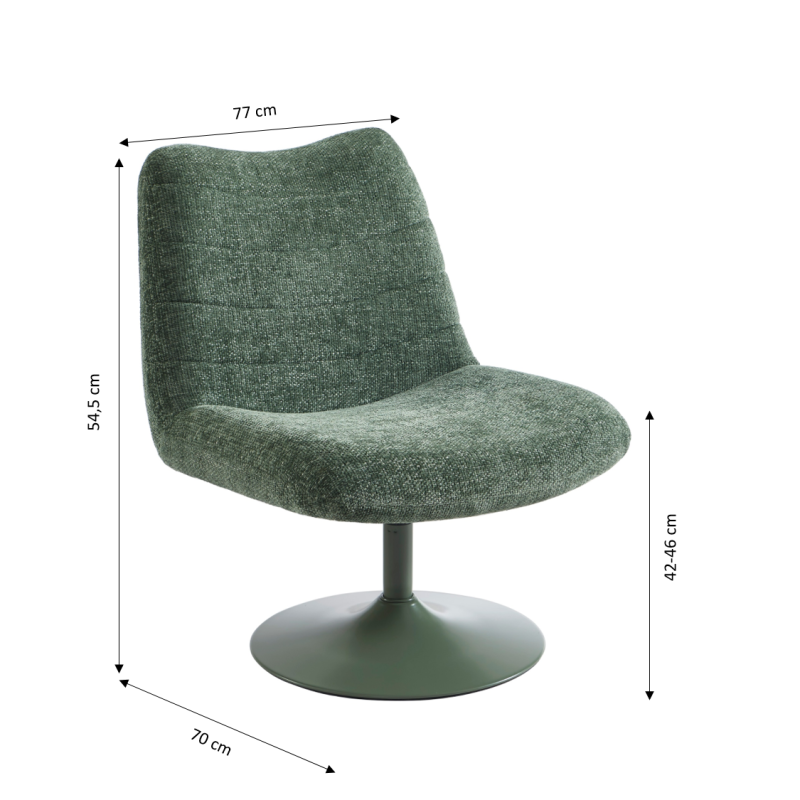 Fauteuil ANTEA tissu vert rotatif et inclinable