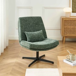 Fauteuil ANTON tissu vert rotatif et inclinable