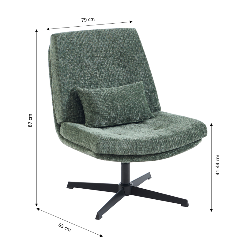 Fauteuil ANTON tissu vert rotatif et inclinable