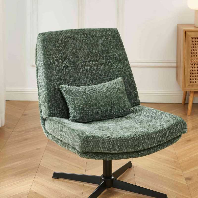 Fauteuil ANTON tissu vert rotatif et inclinable