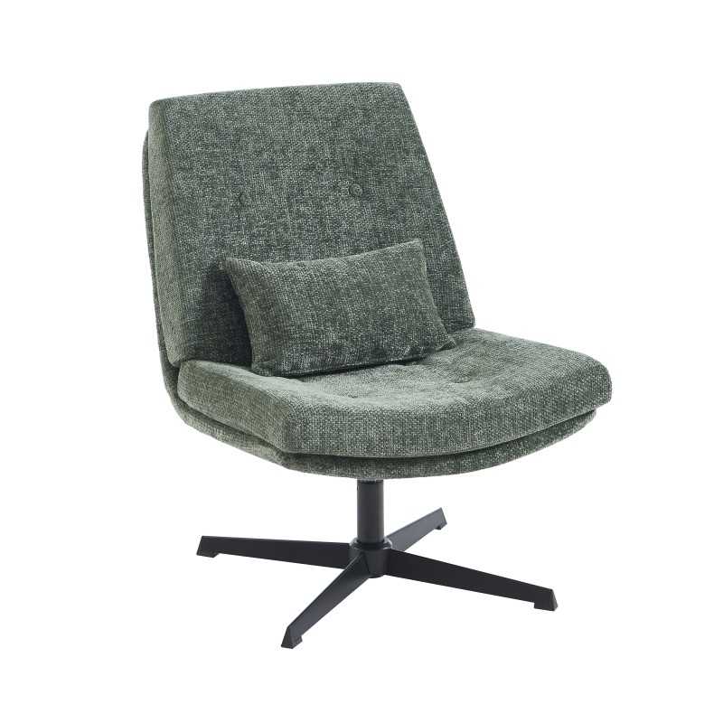 Fauteuil ANTON tissu vert rotatif et inclinable