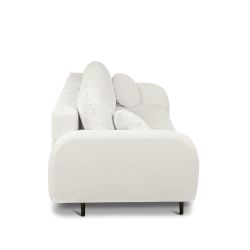 Canapé droit convertible ROTONDO 3 places tissu bouclette écru