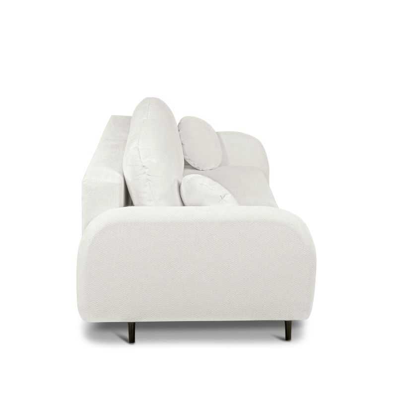 Canapé droit convertible ROTONDO 3 places tissu bouclette écru