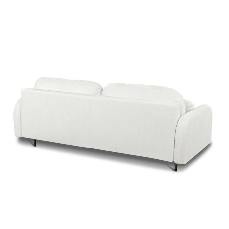 Canapé droit convertible ROTONDO 3 places tissu bouclette écru