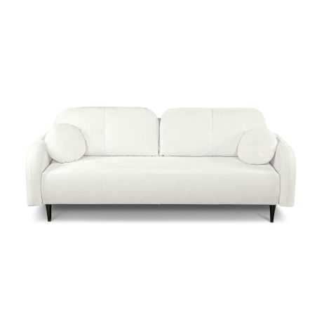 Canapé droit convertible ROTONDO 3 places tissu bouclette écru