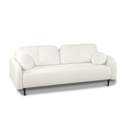 Canapé droit convertible ROTONDO 3 places tissu bouclette écru