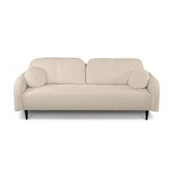 Canapé droit convertible ROTONDO 3 places tissu bouclette grège